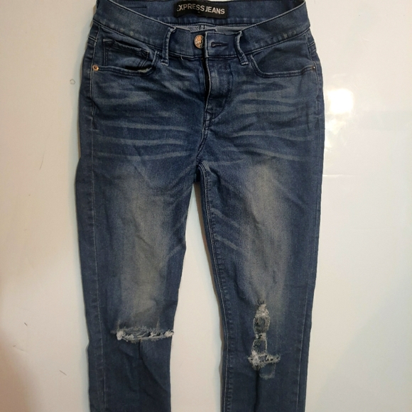 express jeans legging mid rise ripped jeans